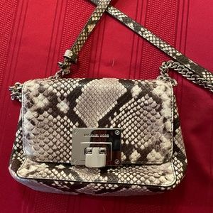 Michael Kors Snakeskin Crossbody Small - Silver Hardware